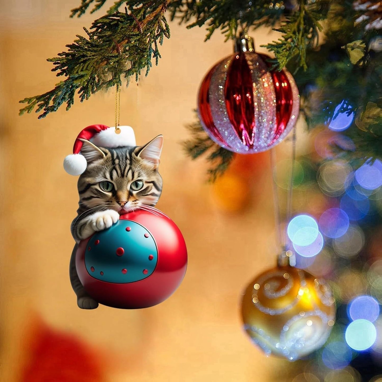 🎄10 vienetų 😻Kačių eglutės pozňimai✨ Kabantys kačių pozneňimai-LT 