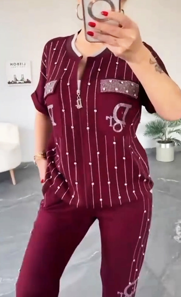 💎Σετ δοι τεμαχίων με φερμουάρ και κρυστάλλους-GR