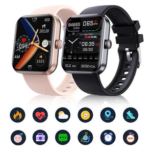 [Celodenné monitorovanie hrodsneho tepu a krvného takuvu] Modne hodinky Bluetooth (υποστηρίζει 24 γλώσσες) 