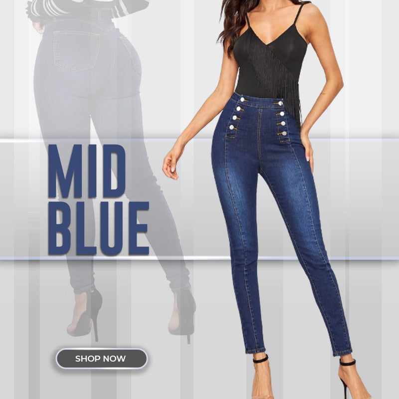 📦Με αντικαταβολή👖Ψηλόμεσο στενό τζιν με διπλόκα της-GR