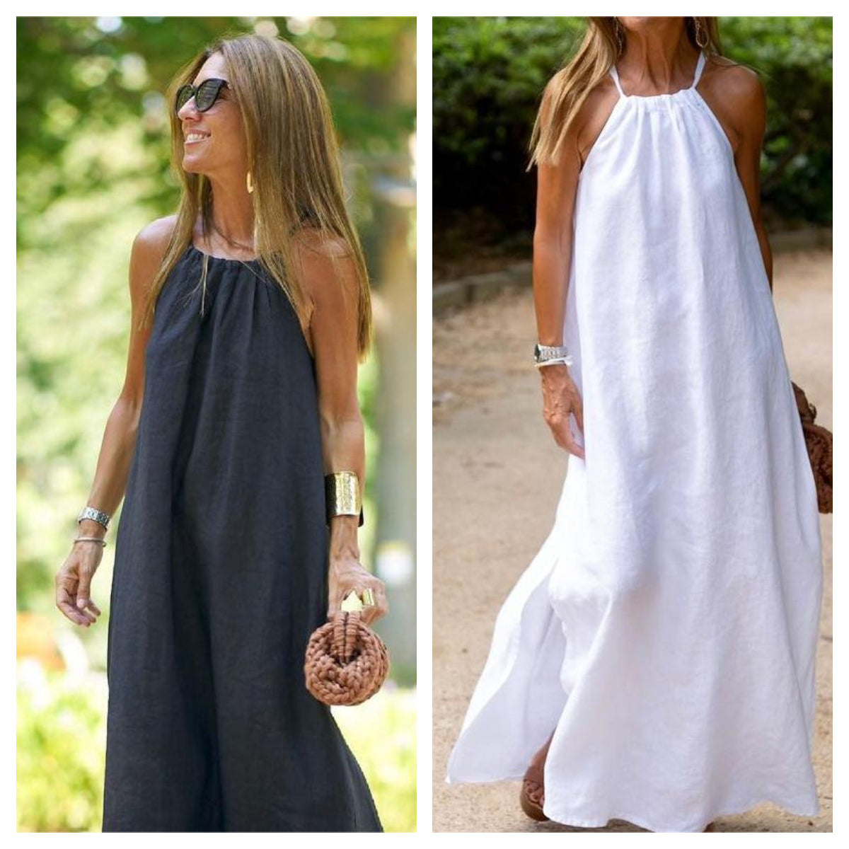 💃Vienos spalvos, laisva, orui pralaidi suknelė su petnešėlėmis💛