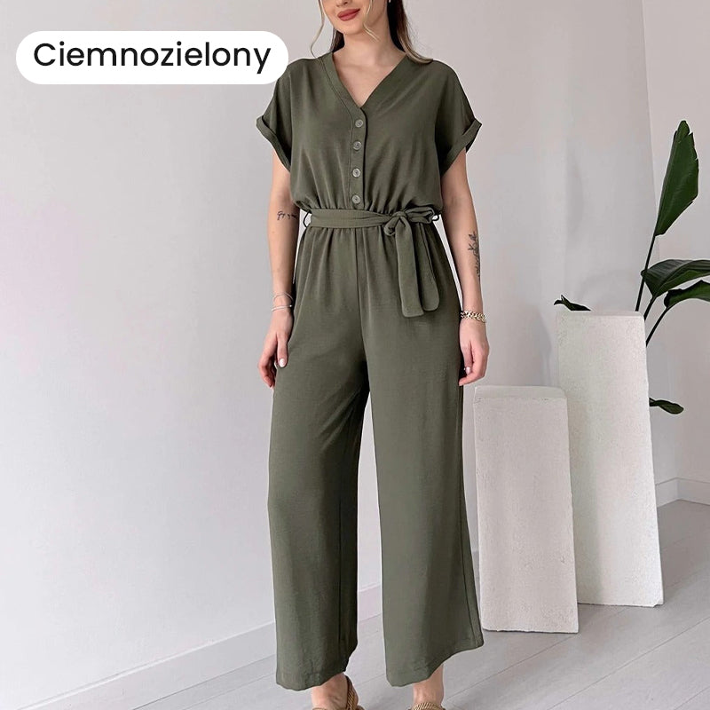 🌸Απλή γυναικεία ολόσωμη φόρμα με V ντεκολτέ-LT 