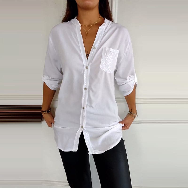 🔥2024 Top casual de patchwork con lentejuelas.-SP 