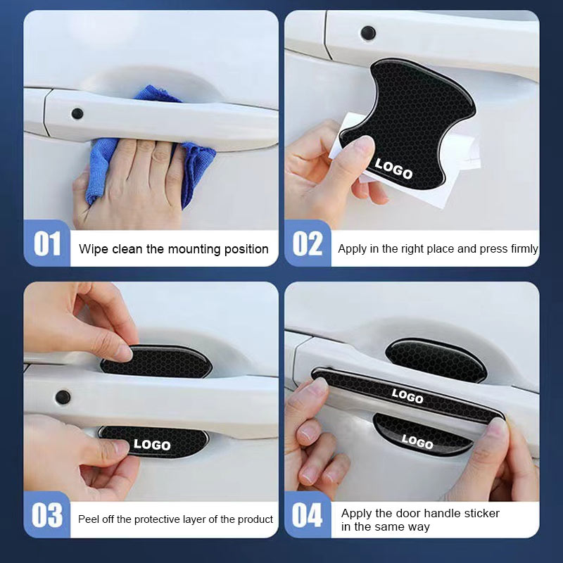 Lipdukas automobilio durelių rankenai (durelių panelė + apsauginė juostelė / 8 vnt. rinkinys)-LT