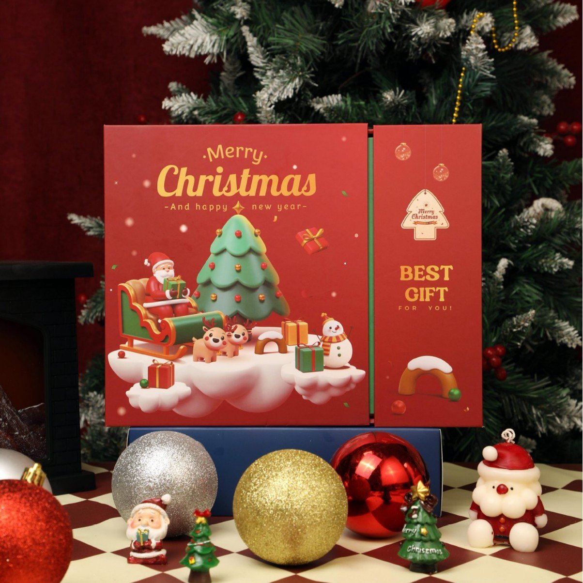 Rožinis marmurinis Advento kalendorius 2025 m., 24 dienų iki Kalėdų atgalinio skaičiavimo dėžutė-LT