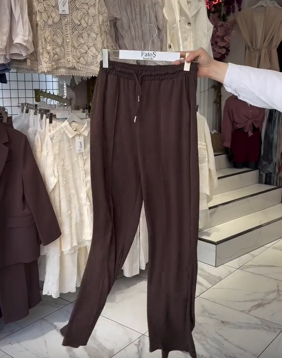 Conjunto de pantalon de algodón de larga y cuello roundo para mujer-ES