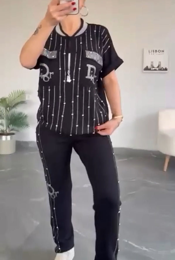 💎Σετ δοι τεμαχίων με φερμουάρ και κρυστάλλους-GR