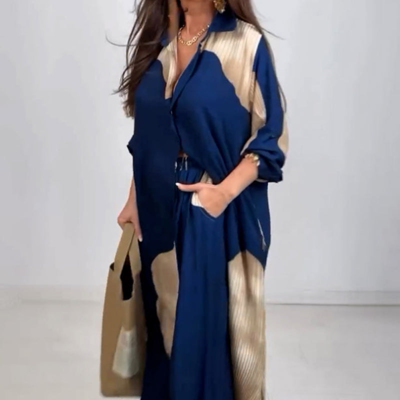 🌼Ένα κοντό πουκάμισο με στριφτό κουμπί και ένα σετ παντελόνι με κορδόνια-GR