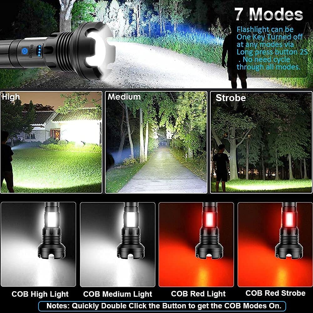 🔦Ένα επαναφορτιζόμενο τακτικό φως λέιζερ LED με υψηλή ισχύ 90000 lumen SI
