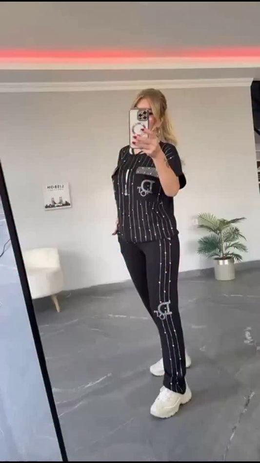 💎Σετ δοι τεμαχίων με φερμουάρ και κρυστάλλους-GR