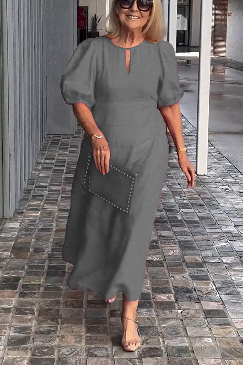 🎉Φόρεμα από βαμβάκερο και λινό μονόχρωμο 