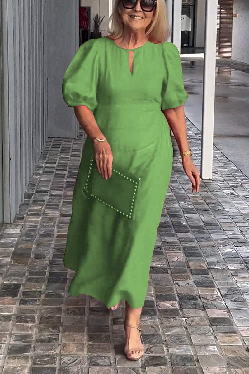 🎉Φόρεμα από βαμβάκερο και λινό μονόχρωμο 