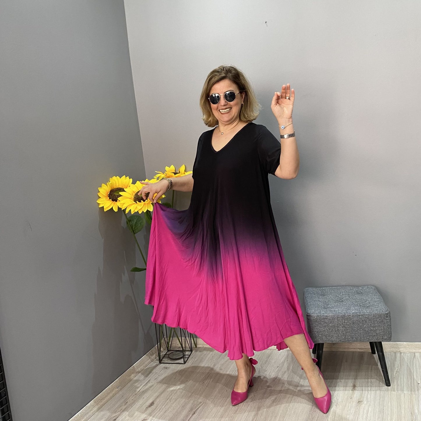 👗 Ιταλικό casual μάξι φόρεμα με ντεγκραντέ χρώμα