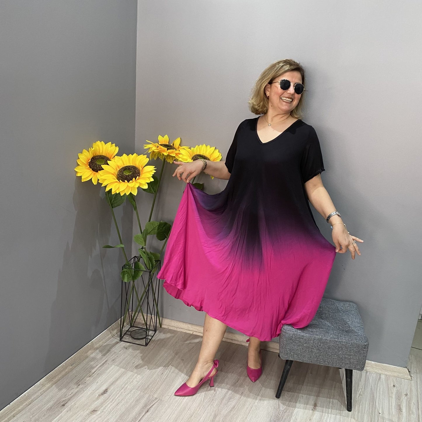 👗 Ιταλικό casual μάξι φόρεμα με ντεγκραντέ χρώμα