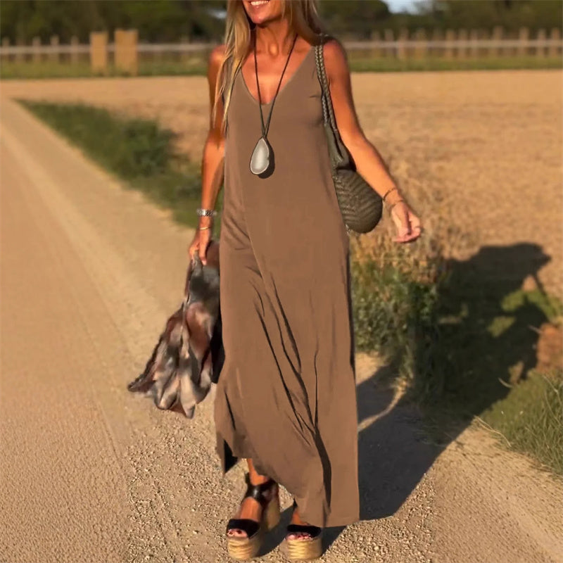 🔥👗Γυναικείο μάξι δωμένος με γλυκιά γραμμοκοψη-GR