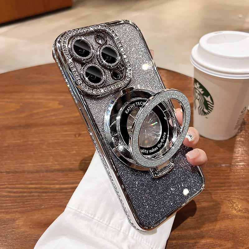 Μαγνητική θήκη iPhone με λαμπερά στρας και αόρατη βάση-LT 