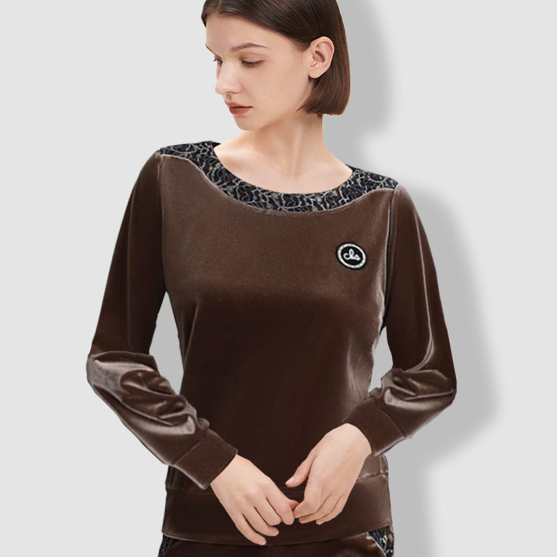 🎁Το καλύτερο δώρο για εκείνη🎁 Γυναικείο απαλό μπλουζάκι με μακριά μανίκια και παντελόνι - GR 