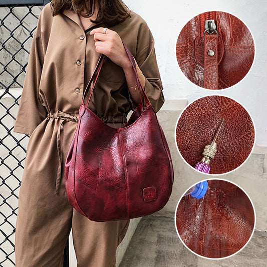 【🎊Νέα 2024】👜 Γυναικείες τσάντες ώμου σε vintage στυλ από μαλακό δέρμα με μεγάλη χωρητικότητα GR