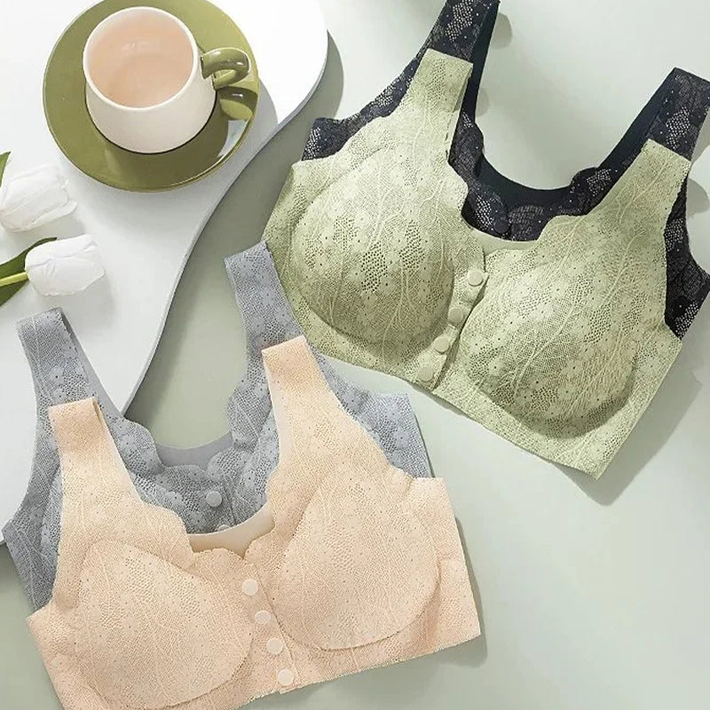 🩱 Σέξι, αναπνεύσιμο και άνετο σουτιέν plus size από δαντέλα με κουμπιά