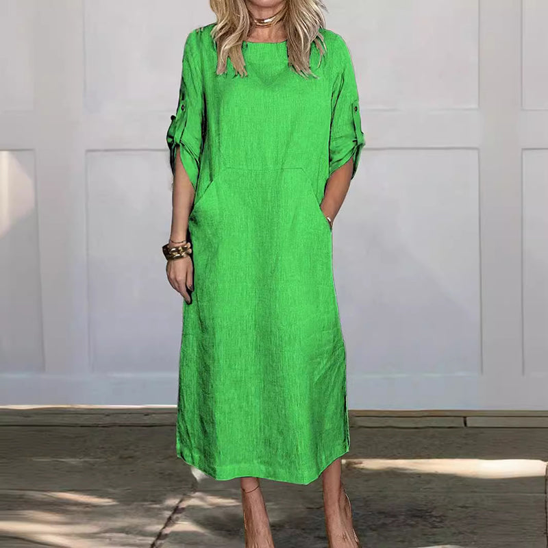 Ühevärvälised kaoolsed ja linased vabaajakleidid γυναίκες