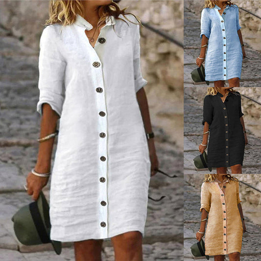 💃Vestido minimalista de botones που αναπνέει για mujer-SP