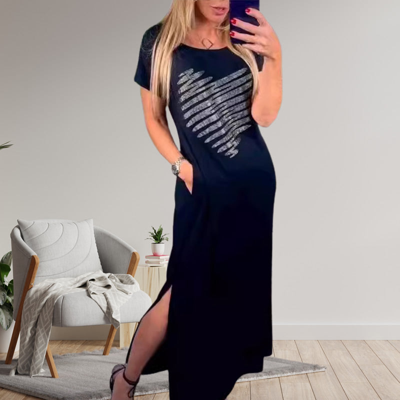 Ilga suknelė su skeltukais šonuose-LT