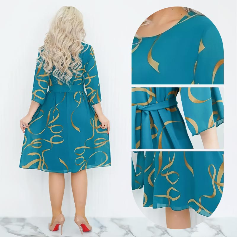 🌸Κομψό φόρεμα μίντι με φαρδιά μανίκια - SK 