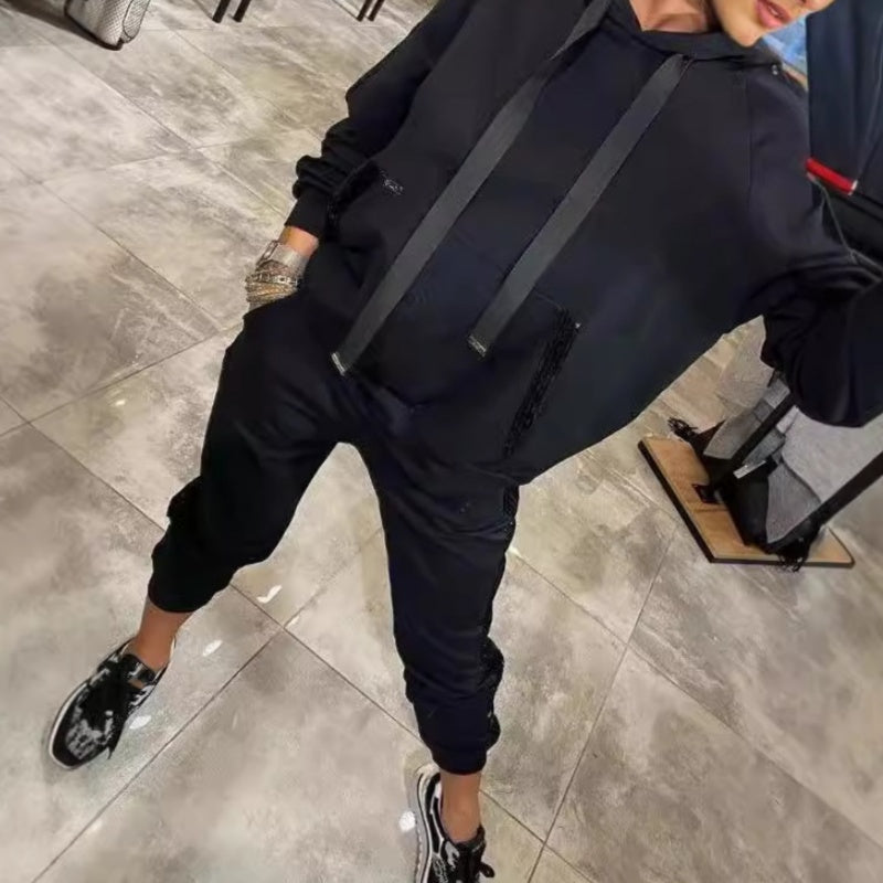 🌷Νέα προϊόντα το φθινόπωρο✨Γυναικείο τοπ με κουκούλα και παντελόνι σετ 2 τεμαχίων - GR