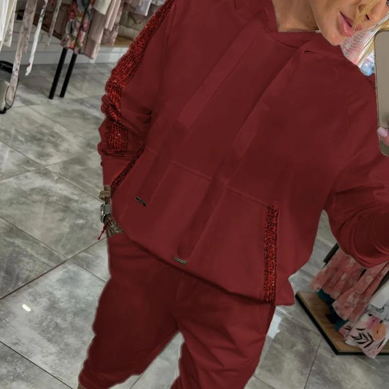 🌷Νέα προϊόντα το φθινόπωρο✨Γυναικείο τοπ με κουκούλα και παντελόνι σετ 2 τεμαχίων - GR