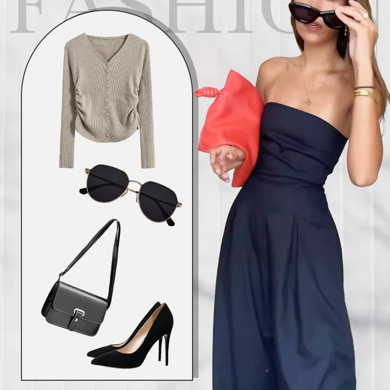 【S-XL】👗Γυναικείο πουλόβερ χωρίς τιράντες με τσέπες-LT