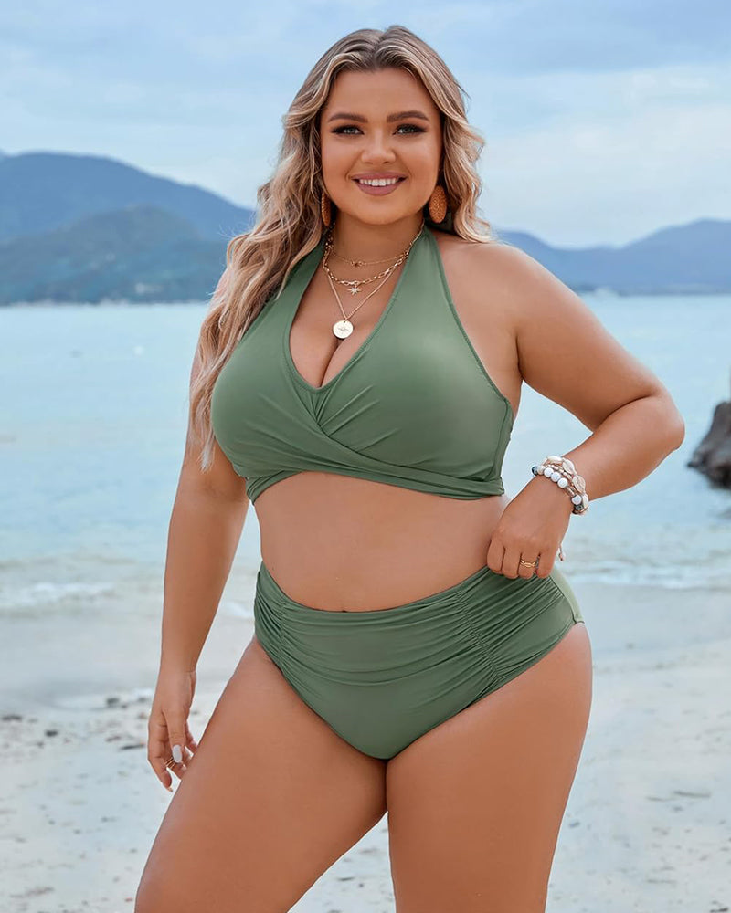 🔥👙Μαγιό Tummy Control Modest Bikini με ψηλή μέωση-GR 