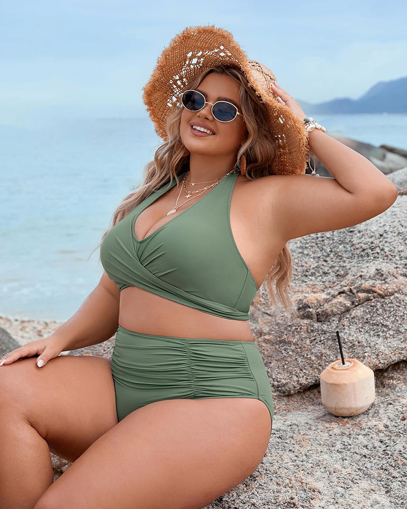 🔥👙Μαγιό Tummy Control Modest Bikini με ψηλή μέωση-GR 