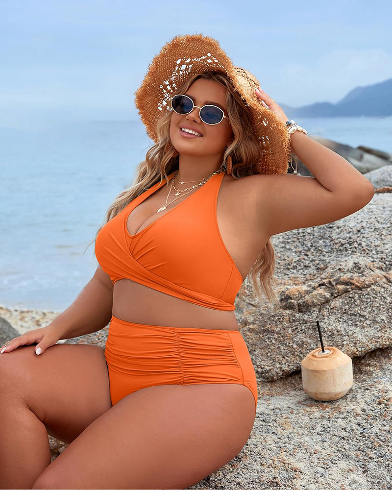 🔥👙Μαγιό Tummy Control Modest Bikini με ψηλή μέωση-GR 