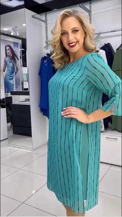 💝Γυναικείο φόρεμα με στρογγυλή λαιμόκοψη-GR