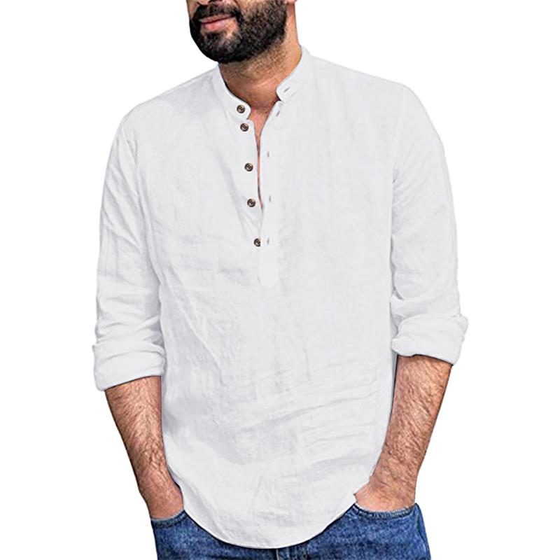 Ανδρικό T-shirt με μακριά μανίκια από λινό και βαμβάκι για το 2025-LT
