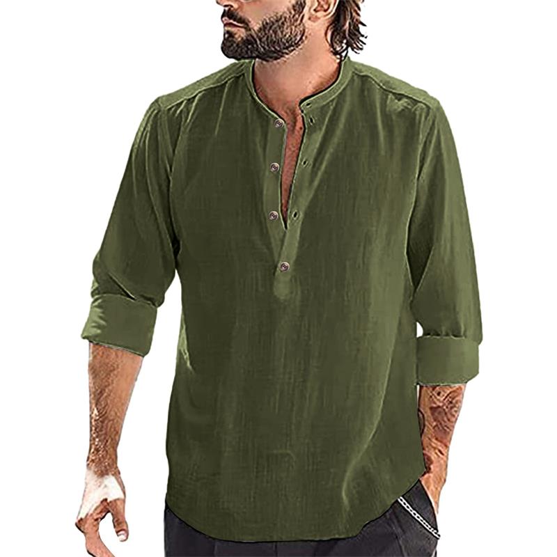 Ανδρικό T-shirt με μακριά μανίκια από λινό και βαμβάκι για το 2025-LT