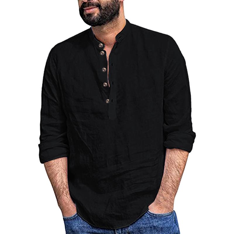 Ανδρικό T-shirt με μακριά μανίκια από λινό και βαμβάκι για το 2025-LT