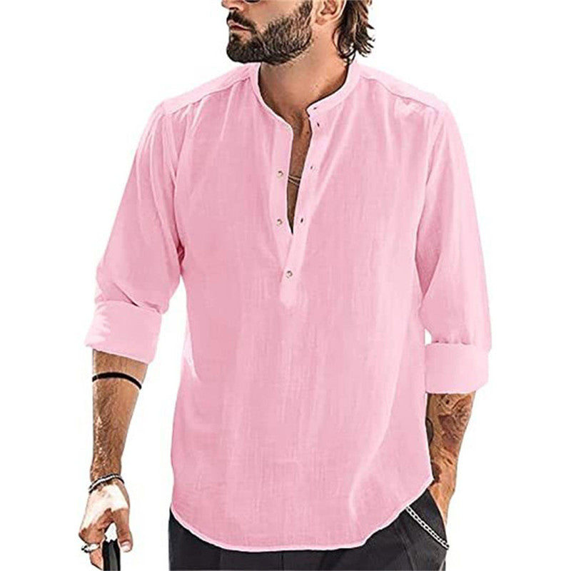 Ανδρικό T-shirt με μακριά μανίκια από λινό και βαμβάκι για το 2025-LT