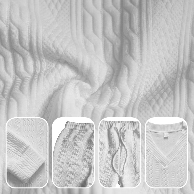 💥Ειδική έκπτωση χρόνου 50%💥 Ανδρικό σετ 2 τεμαχίων φούτερ και παντελόνι jogger with V neck-GR