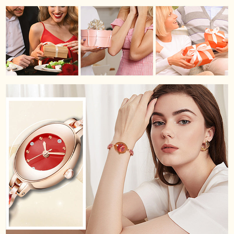 Δώρα για γυναίκες το 2025 💝🥰⌚ Γυναικείο ρολόι με χρωματιστά ζιργκόν στο μπρασελέ-LT