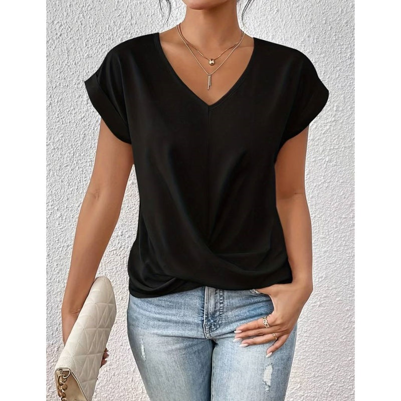 👚Κομψό μπλουζάκι με V-neckline✨-GR
