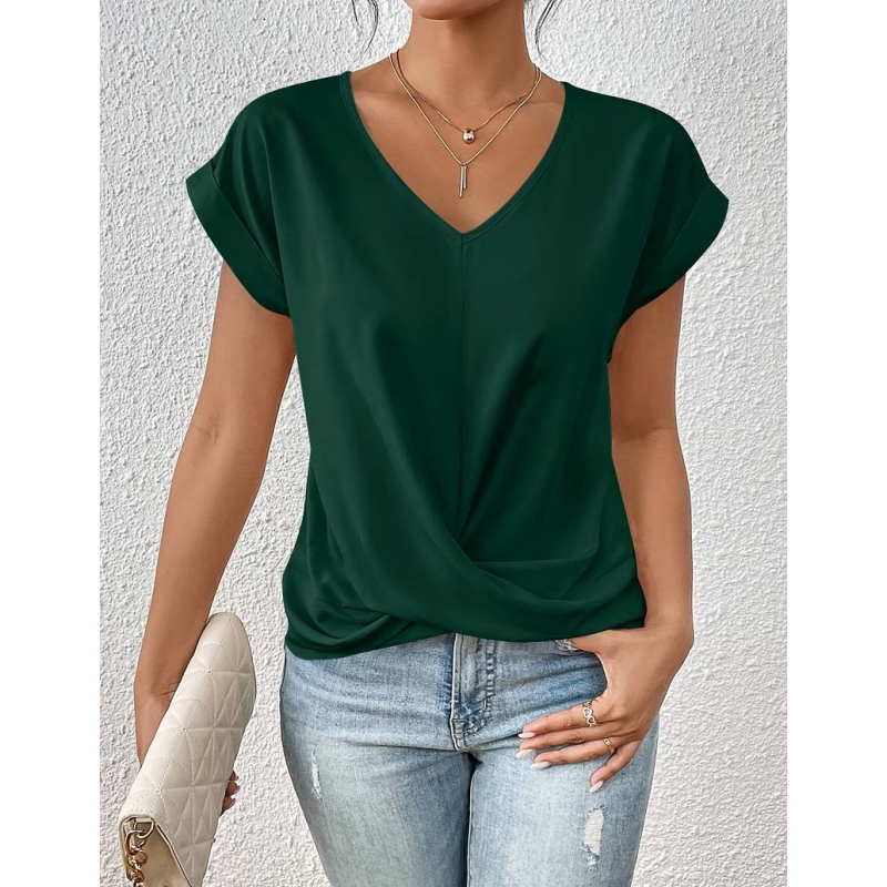 👚Κομψό μπλουζάκι με V-neckline✨-GR
