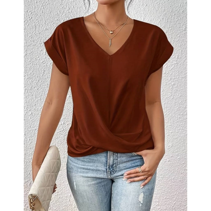 👚Κομψό μπλουζάκι με V-neckline✨-GR