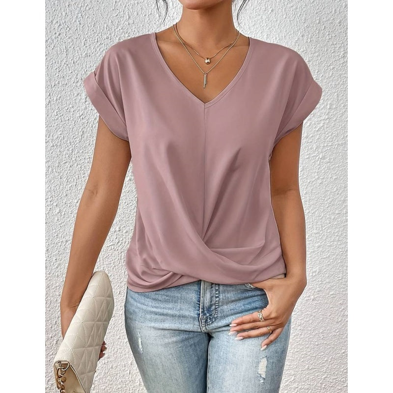 👚Κομψό μπλουζάκι με V-neckline✨-GR