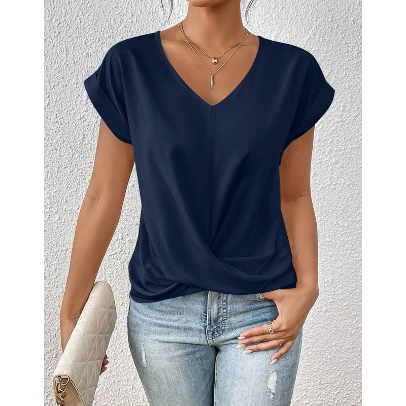 👚Κομψό μπλουζάκι με V-neckline✨-GR