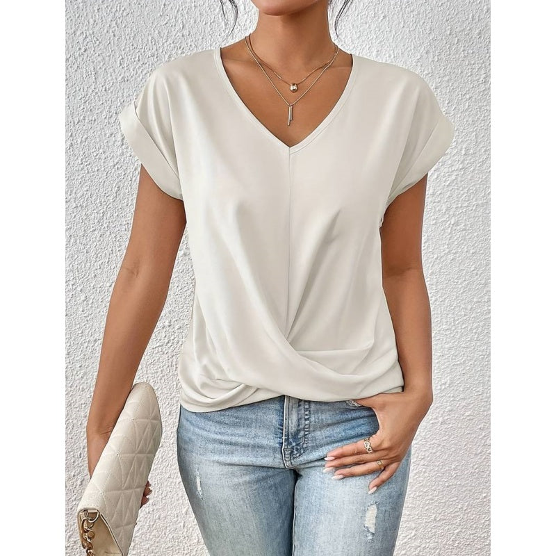 👚Κομψό μπλουζάκι με V-neckline✨-GR