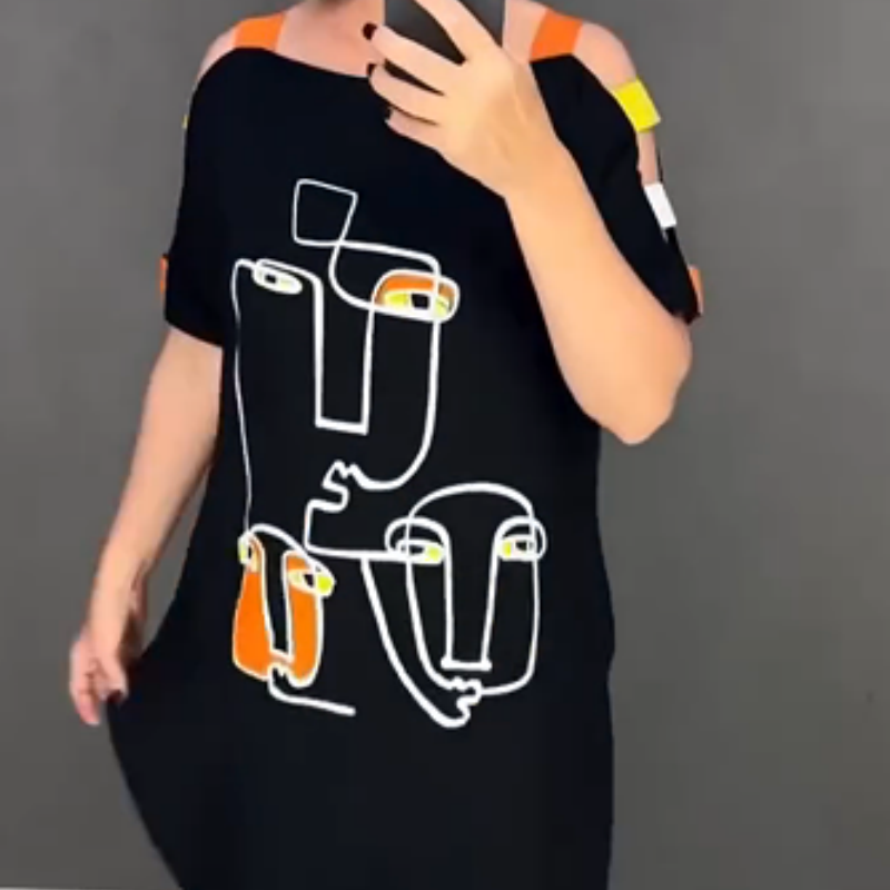 🍂Μοδάτο γυναικείο κοντομάνικο δωρεάν με στάμπα-GR