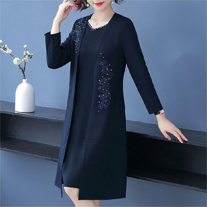 Elegantiškas dviejų dalių moteriškas komplektas su švarku ir suknele-LT