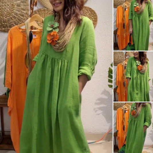 💖Περιορισμένη έκπτωση 20% ΕΚΠΤΩΣΗ💖Γυναικείο μακρυμάνικο λινό δωμένος Boho-GR