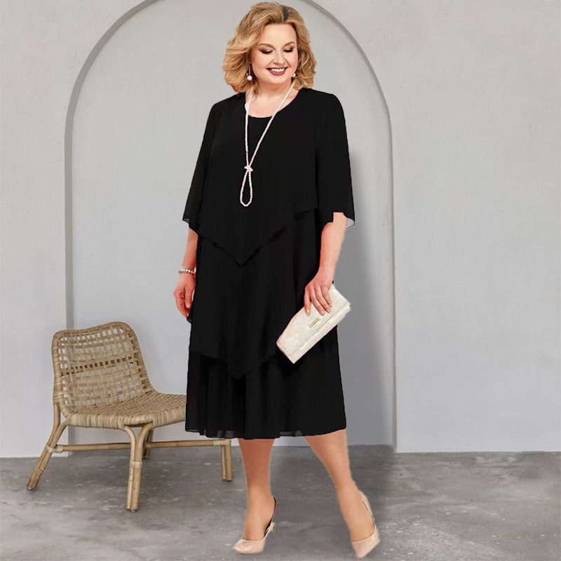 💖Φόρεμα μίντι με στρώσεις σε μεγάλους σεγώνες-GR